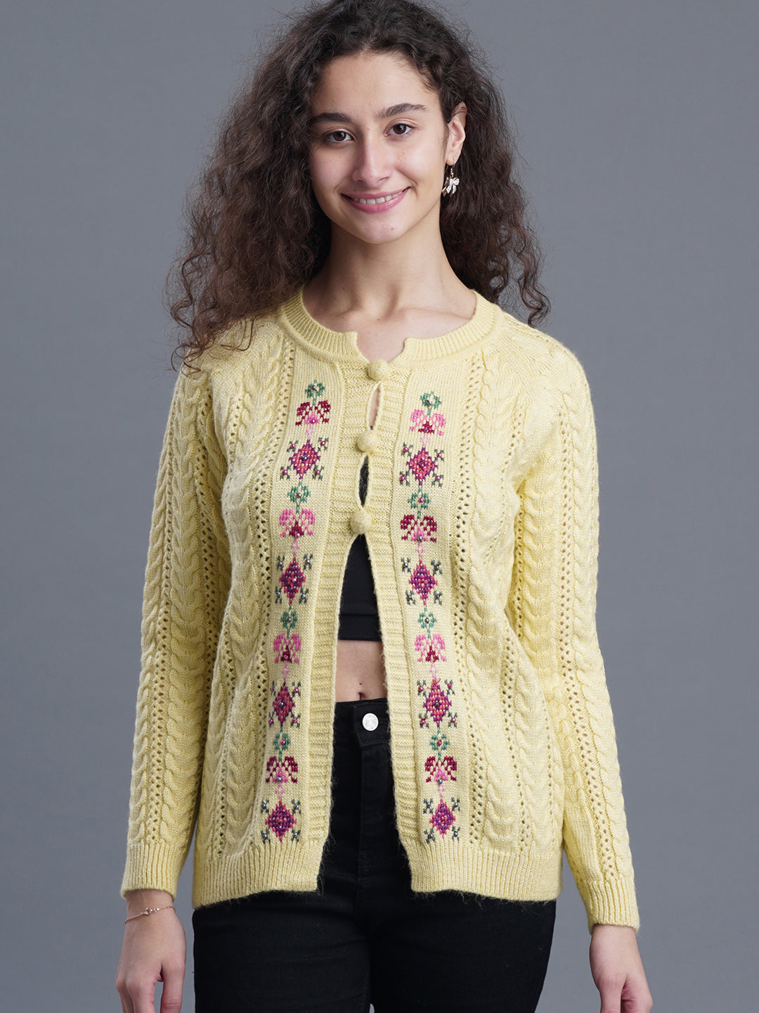 LunaKnit Round-Neck Cardigan