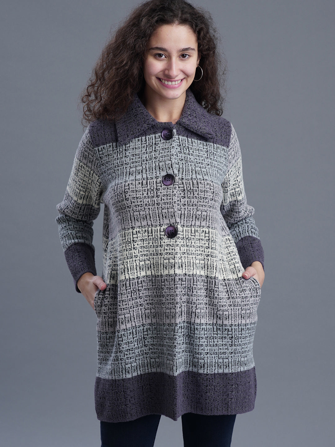 Jacquard Long Cardigan