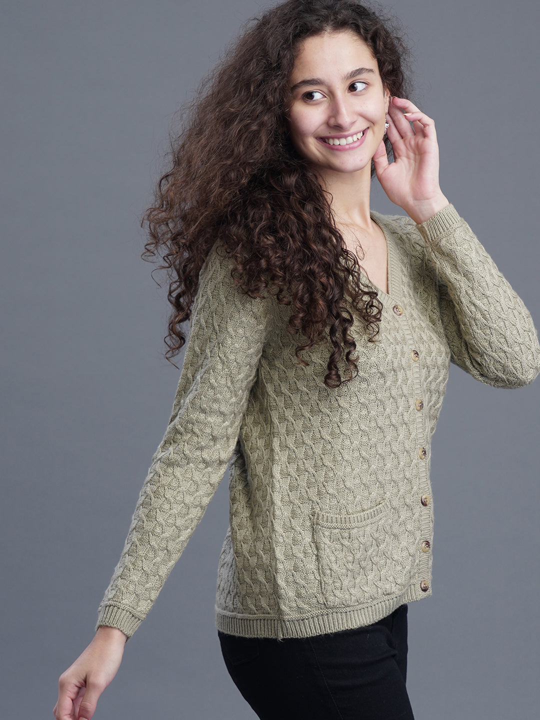 Noir Knit V-Neck CARDIGAN