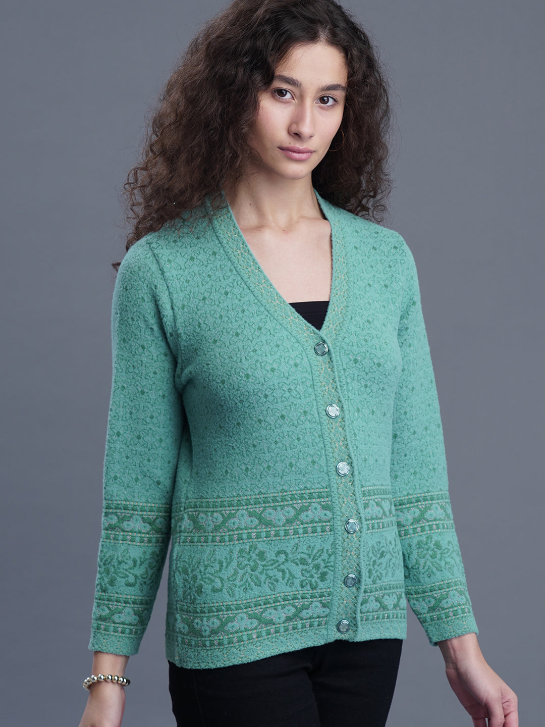 Premium Jacquard Wool Cardigan