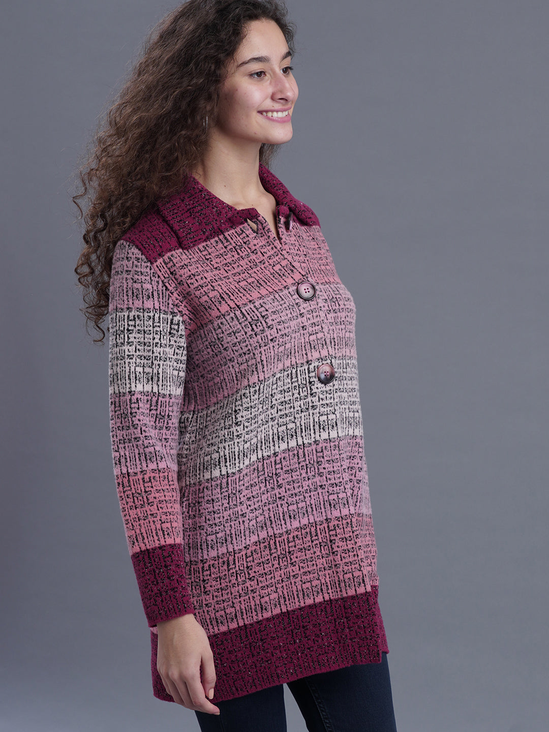 Jacquard Long Cardigan