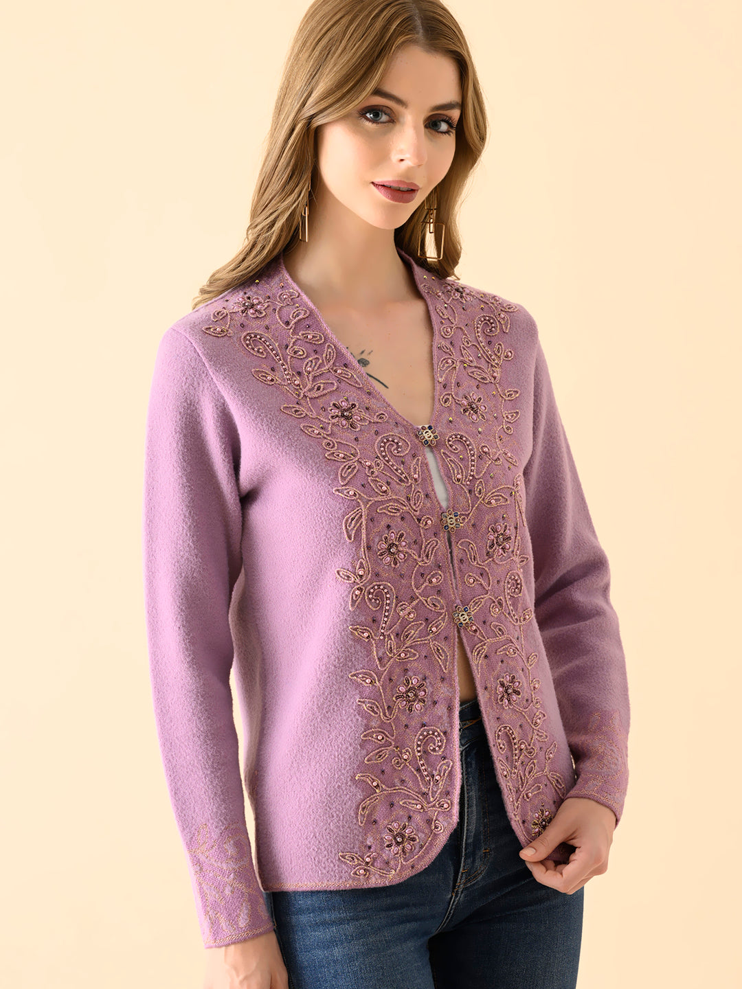 Embellished V-Neck Sweater