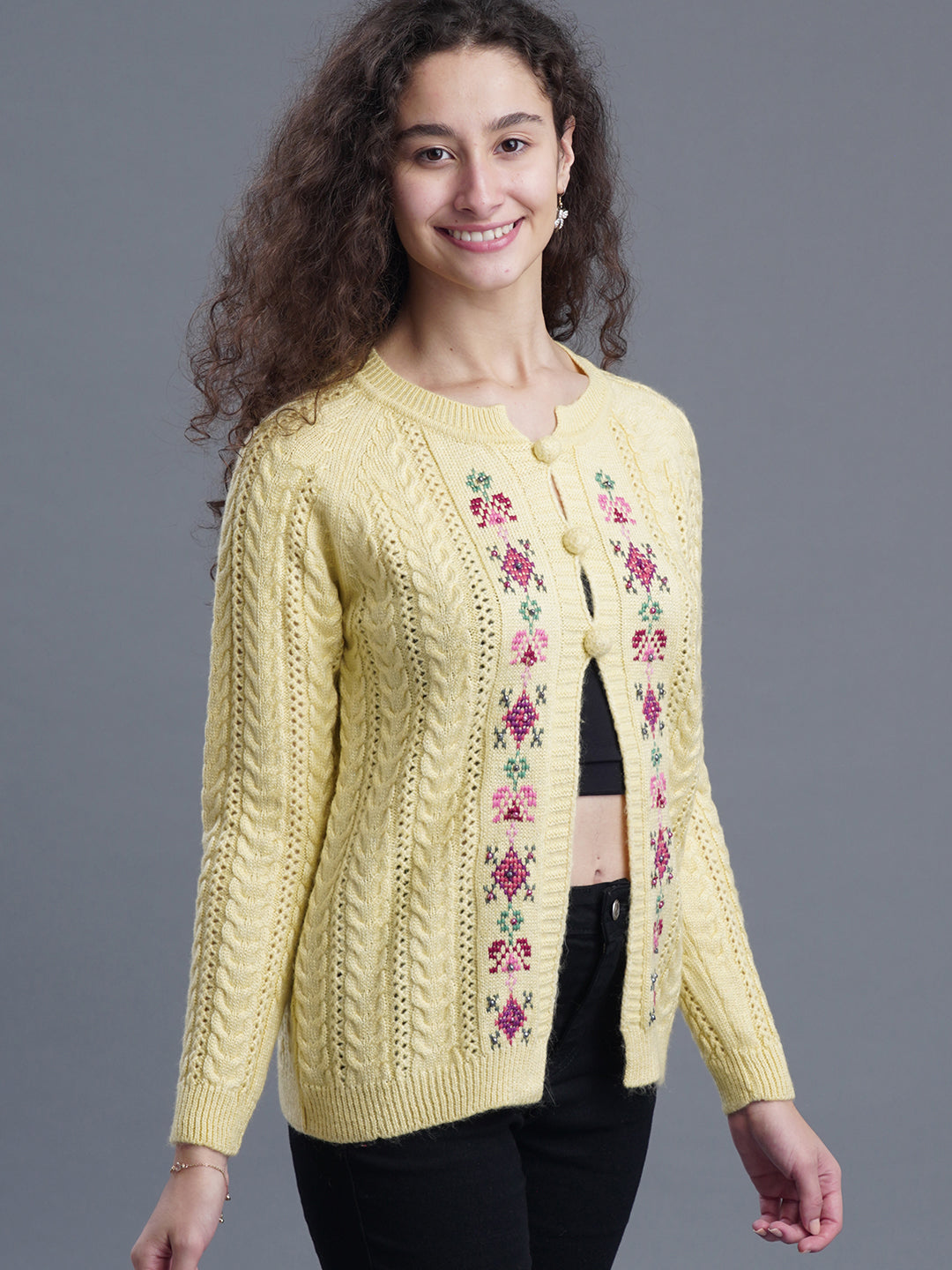 LunaKnit Round-Neck Cardigan