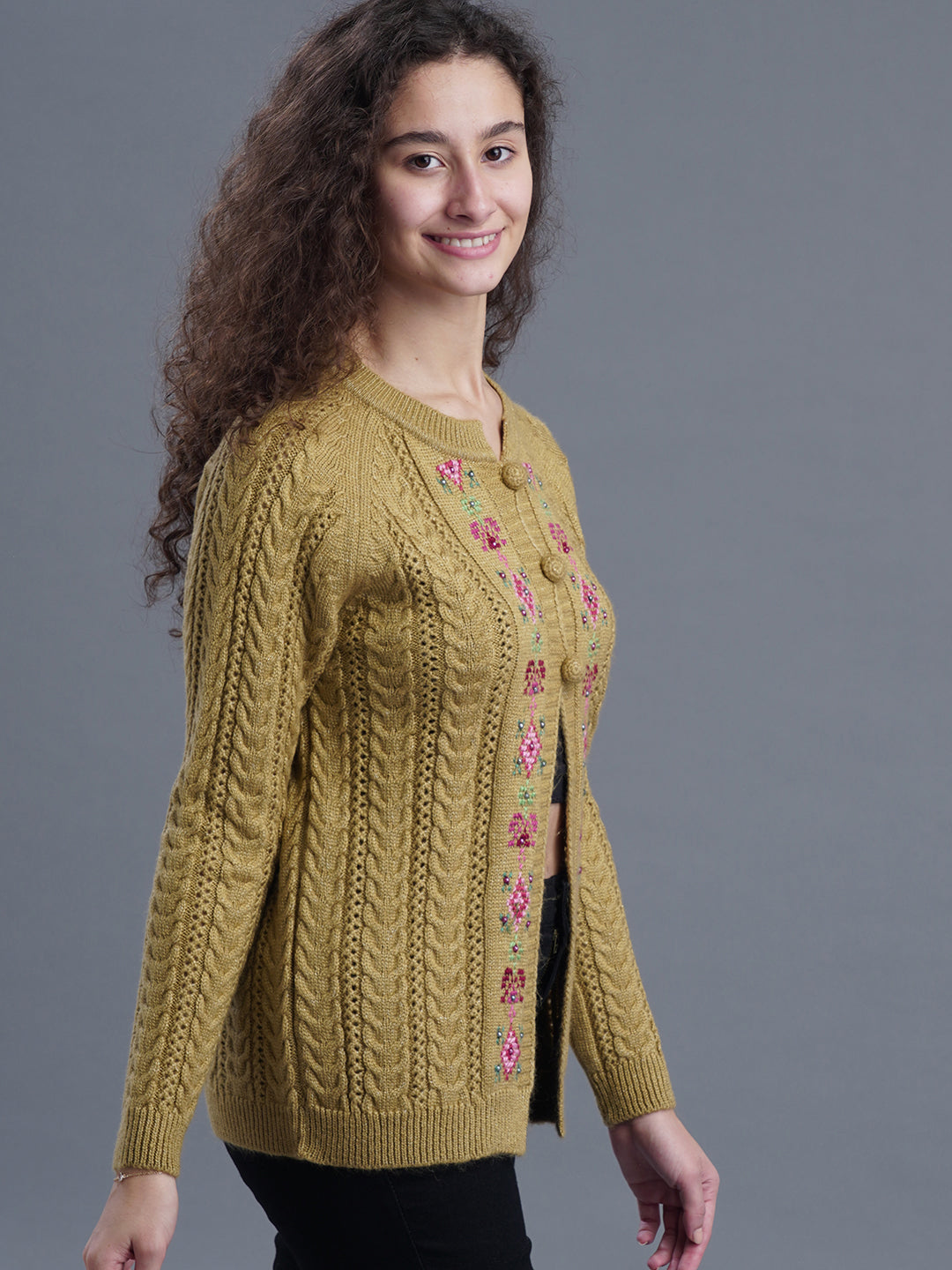 LunaKnit Round-Neck Cardigan