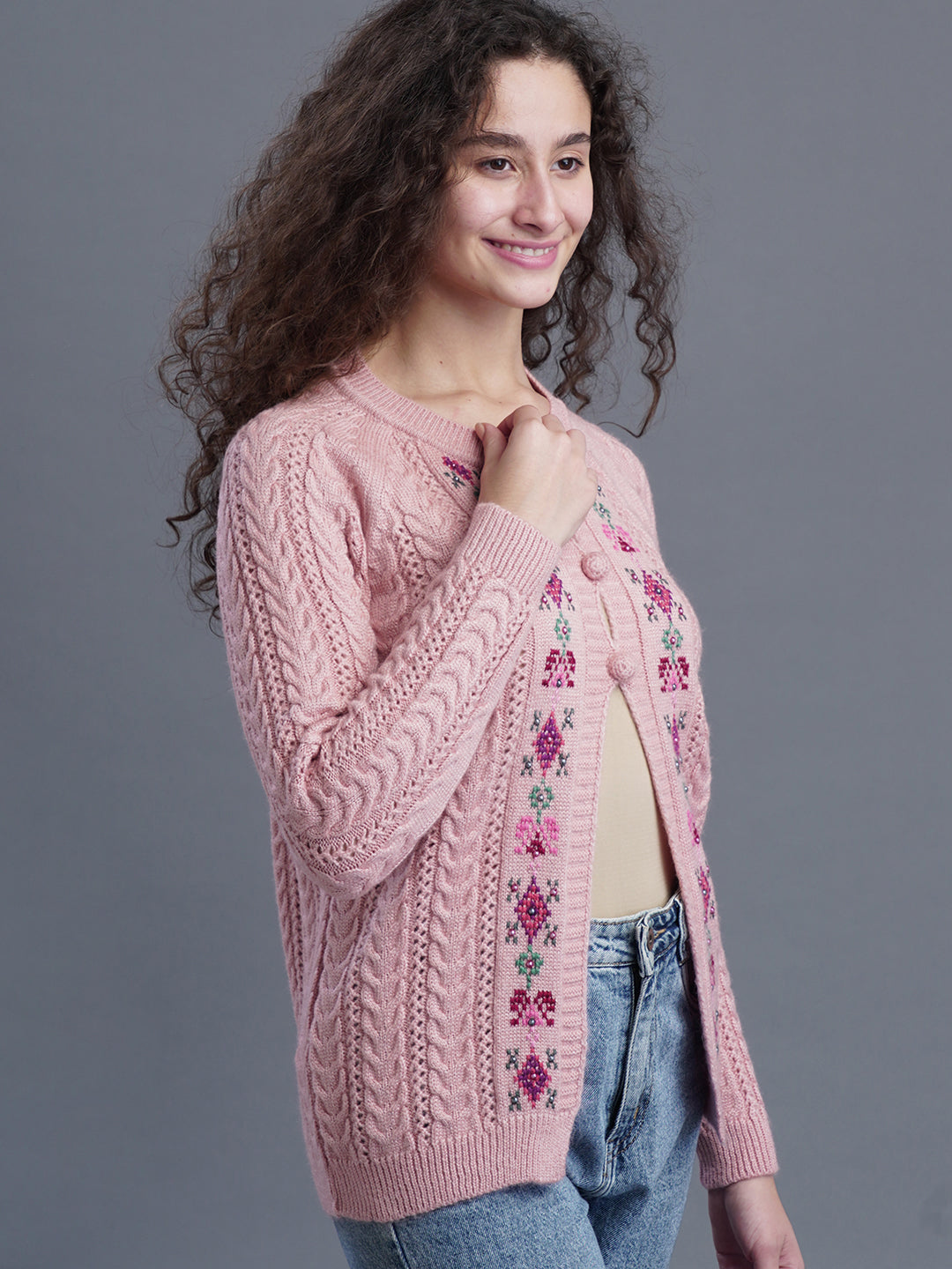 LunaKnit Round-Neck Cardigan