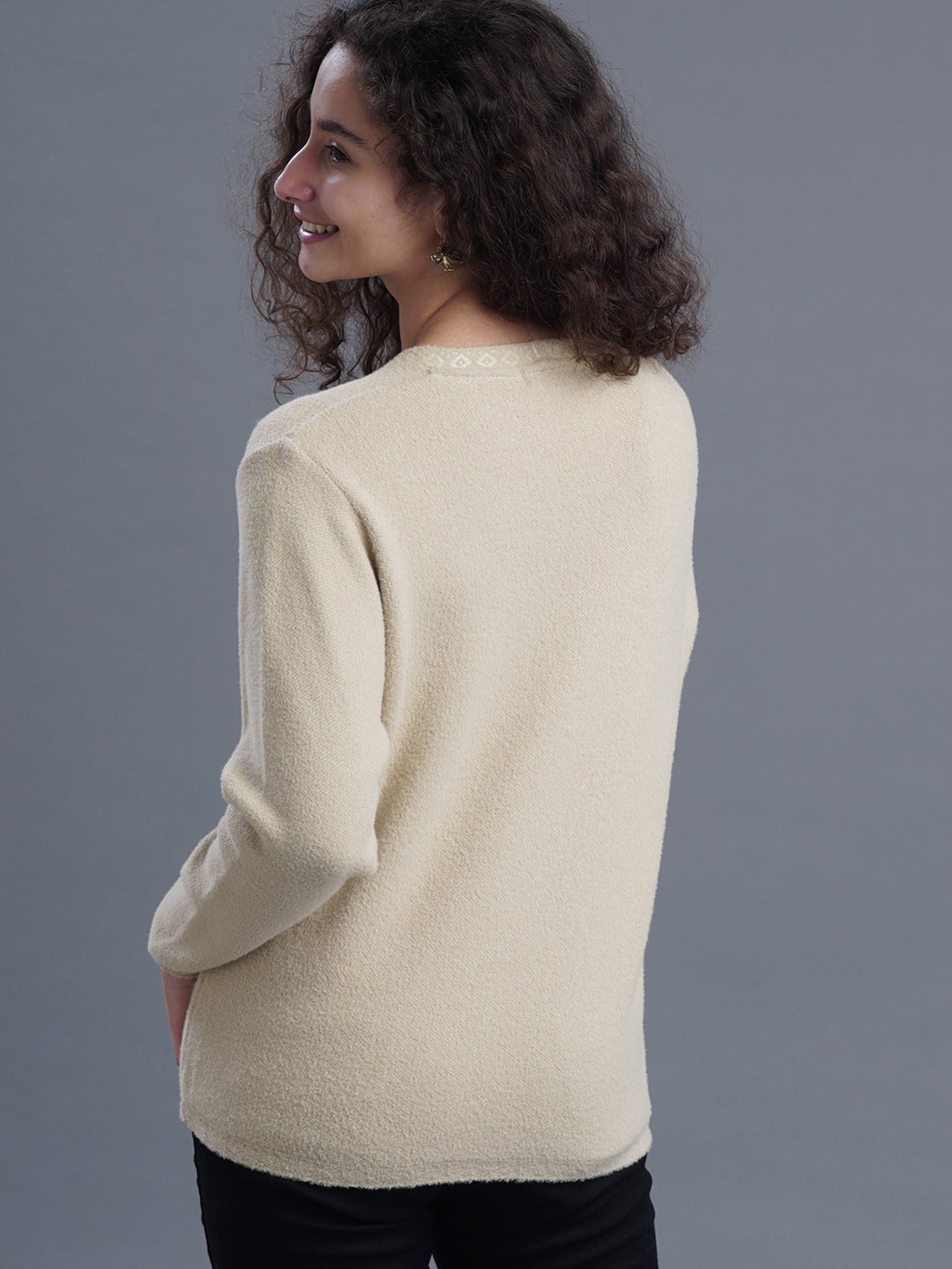 V-Neck Jacquard Cardigan
