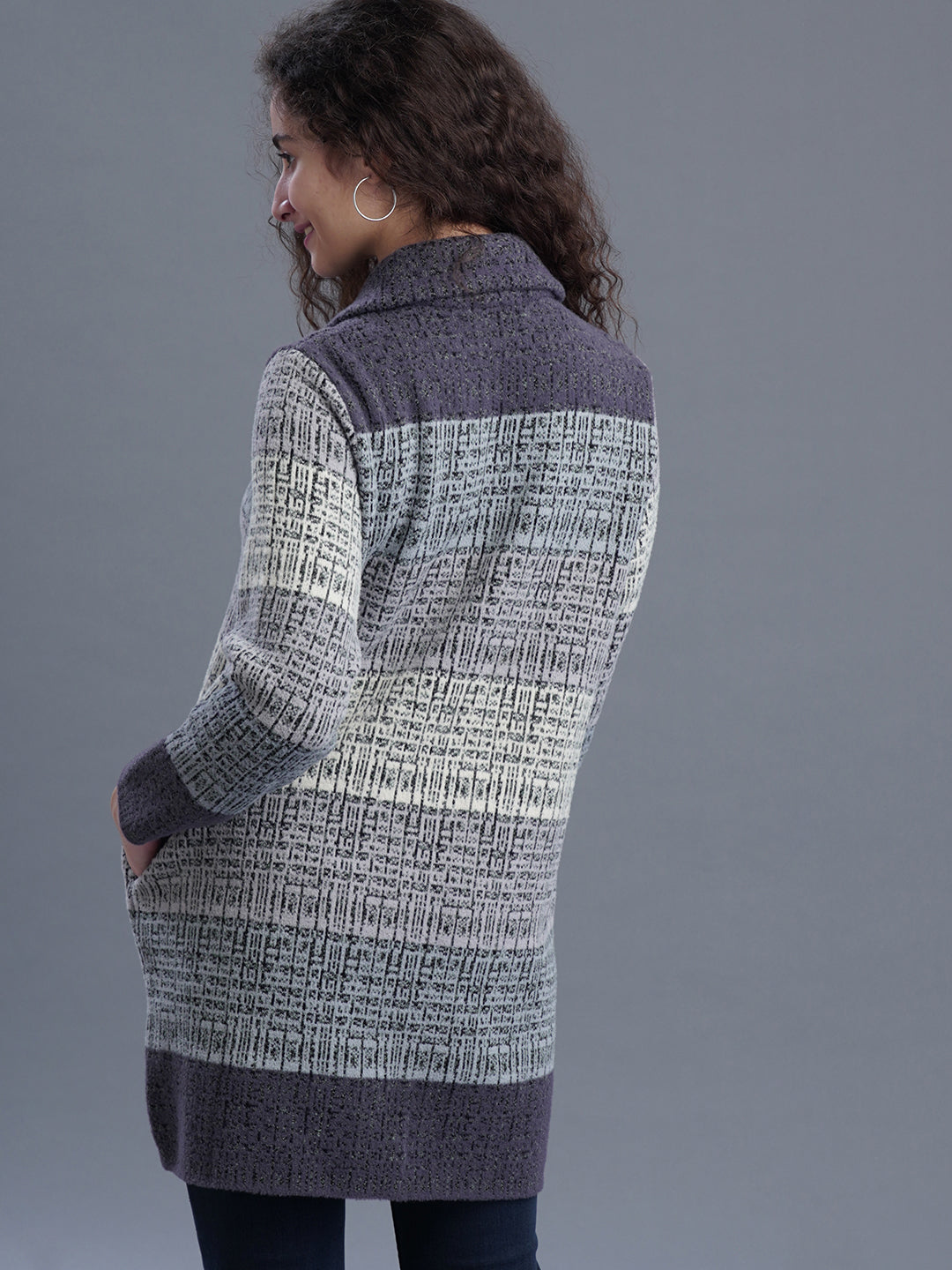 Jacquard Long Cardigan