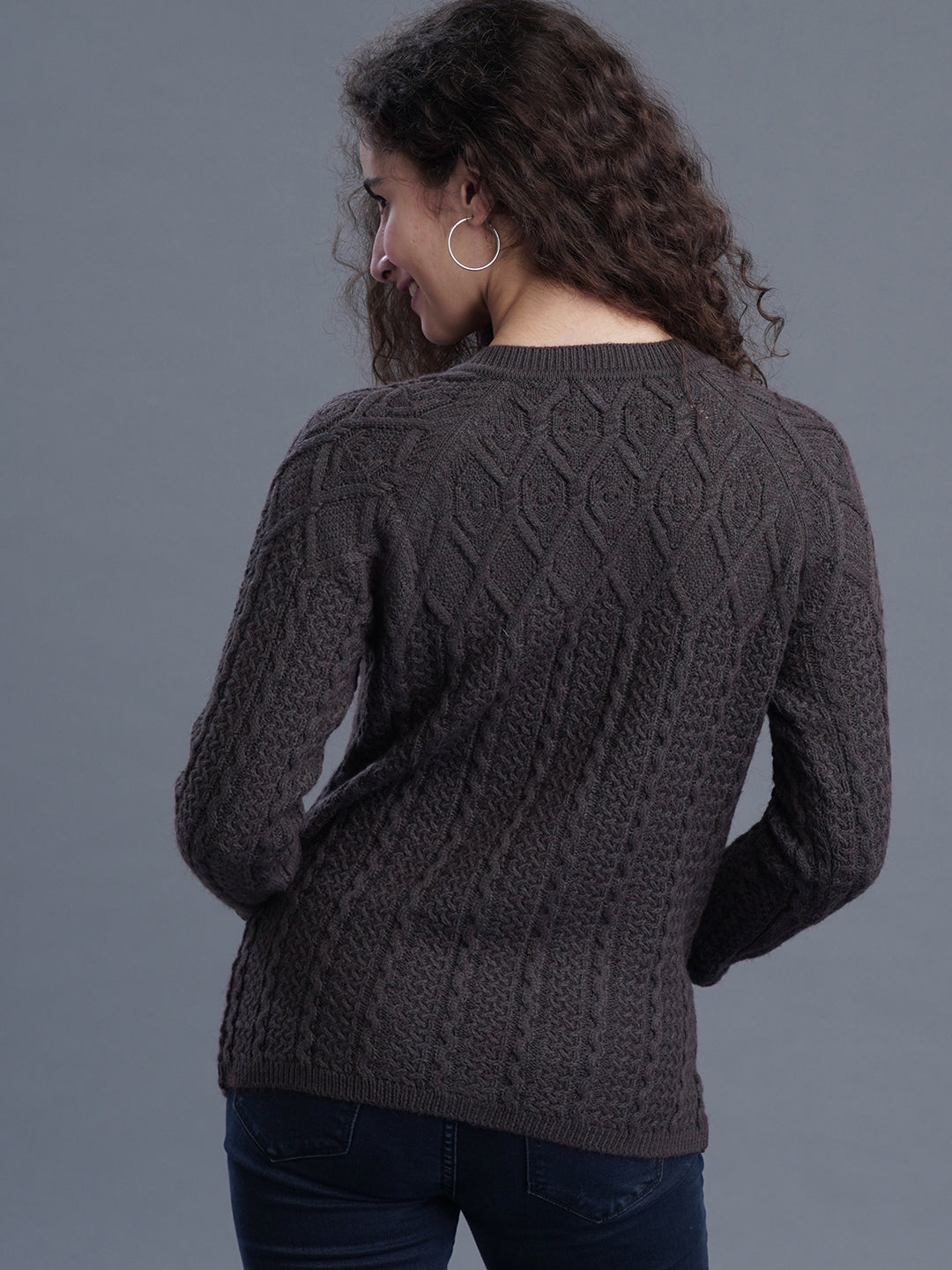 Niora Round Neck Jacquard Long Cardigan
