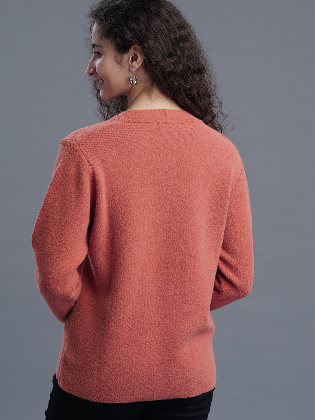 Velour Crest Jacquard Cardigan