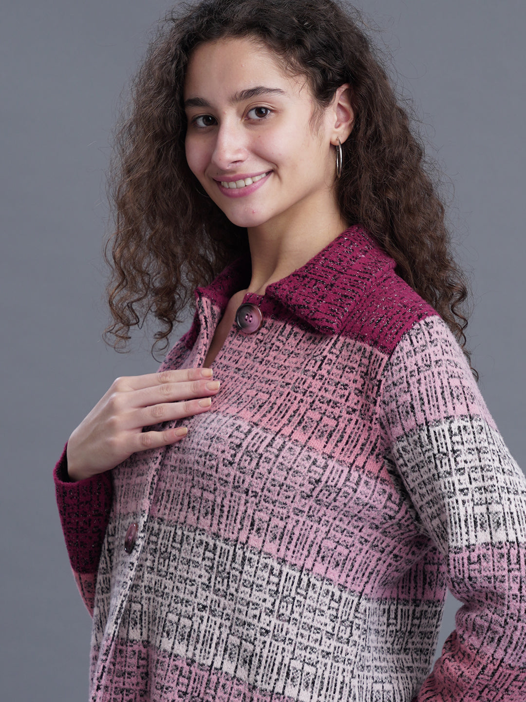Jacquard Long Cardigan
