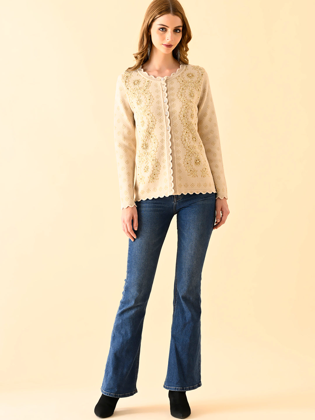 Delicate Lace-Inspired Knit Cardigan