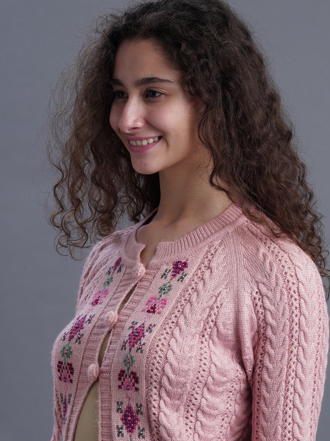 LunaKnit Round-Neck Cardigan