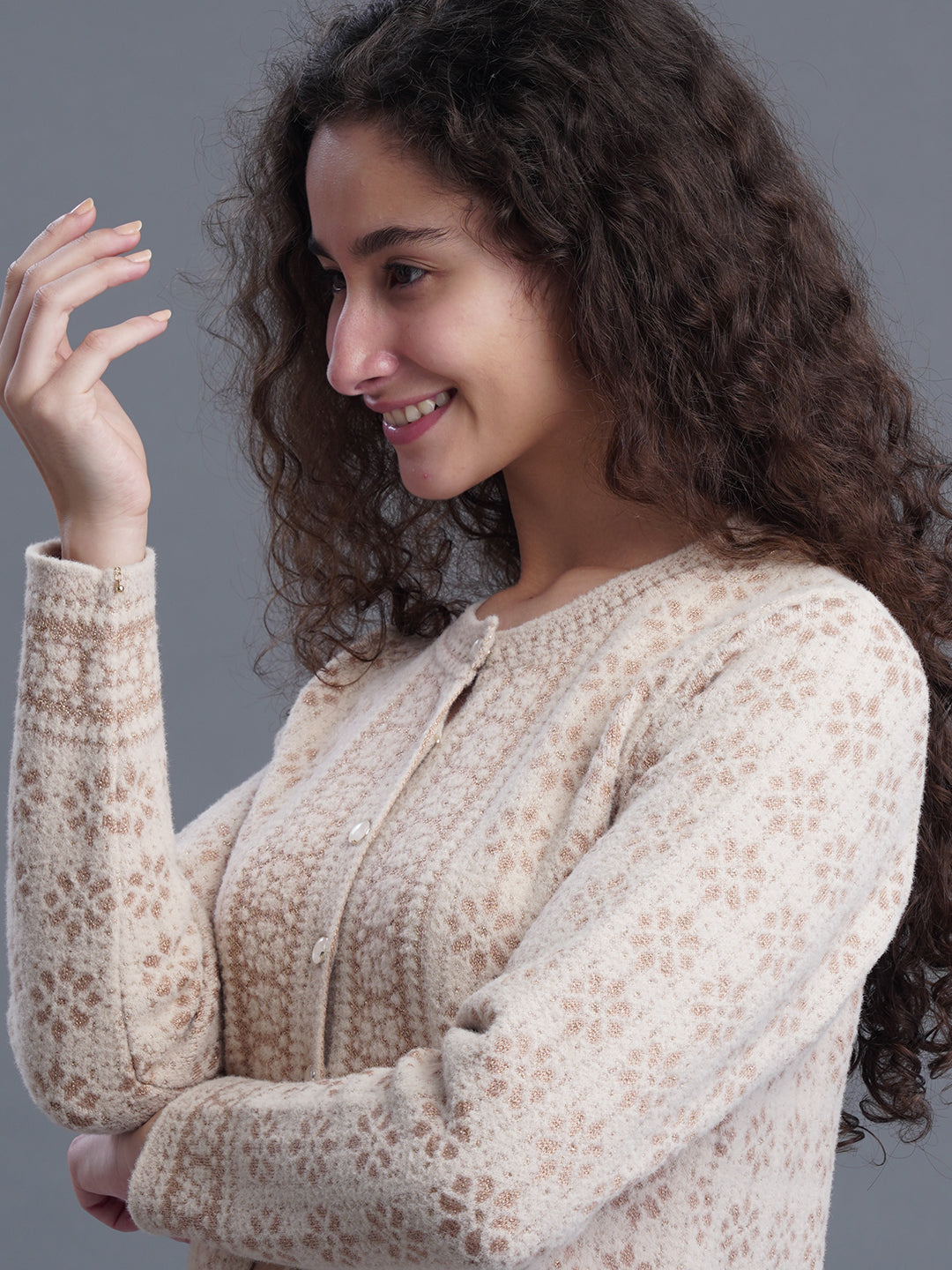 Premium Jacquard Cardigan – Round Neck