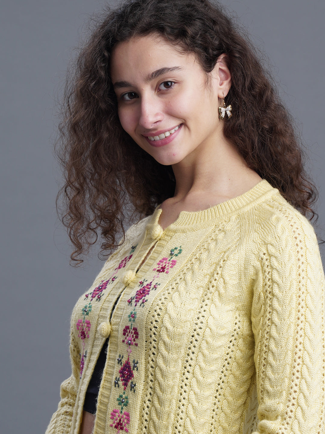 LunaKnit Round-Neck Cardigan