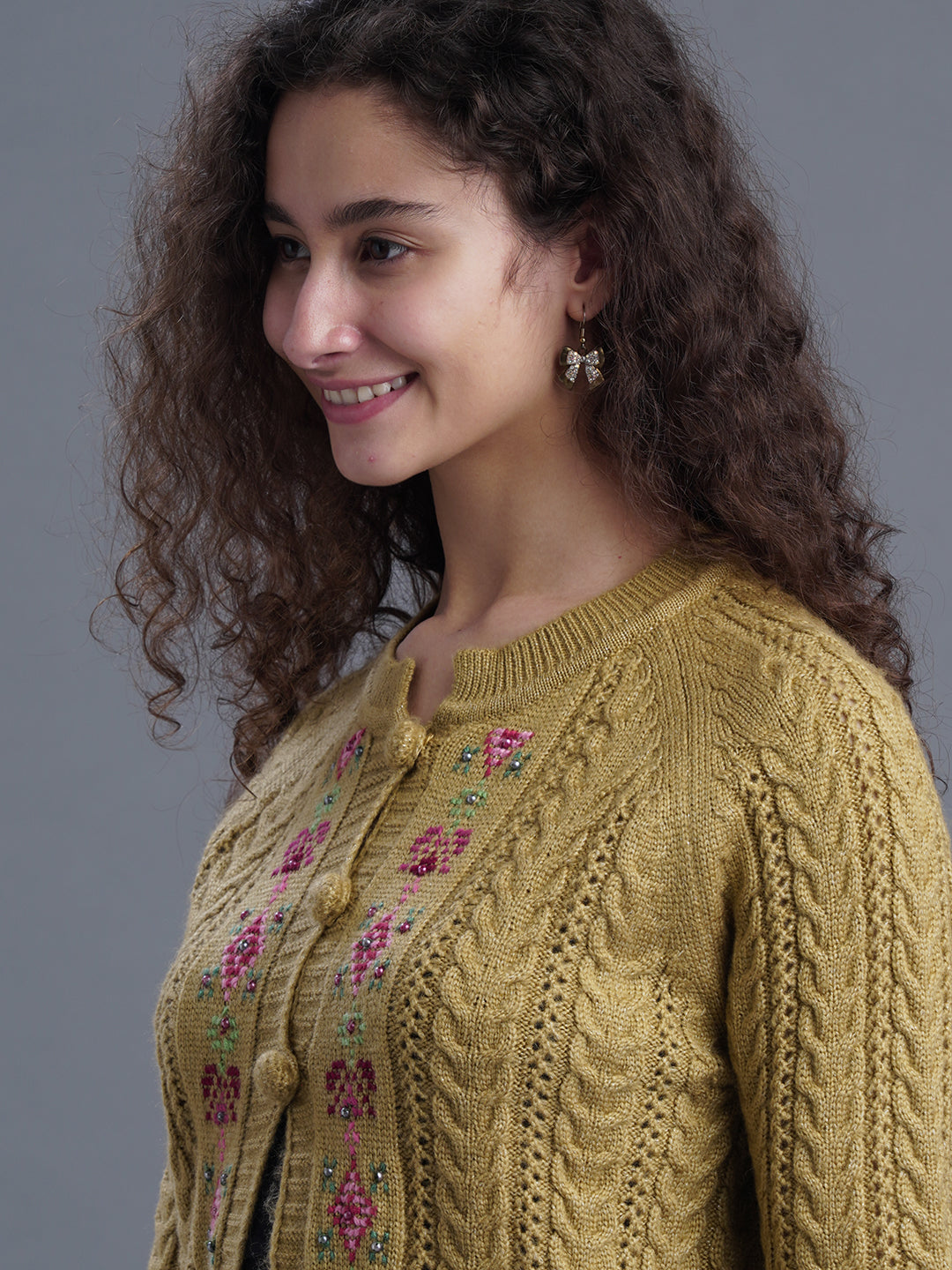 LunaKnit Round-Neck Cardigan