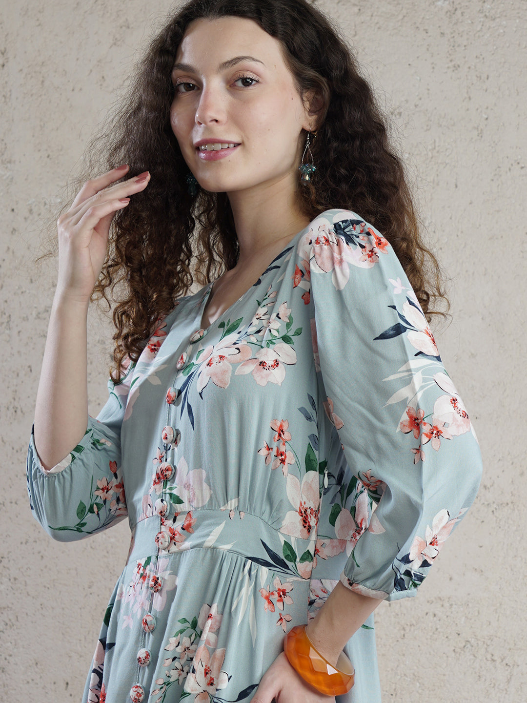 Santorini Petal Ice Blue Midi Dress