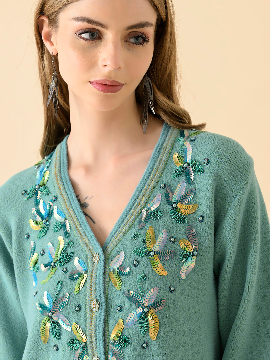 Winter Bloom Mock-Neck Sweater