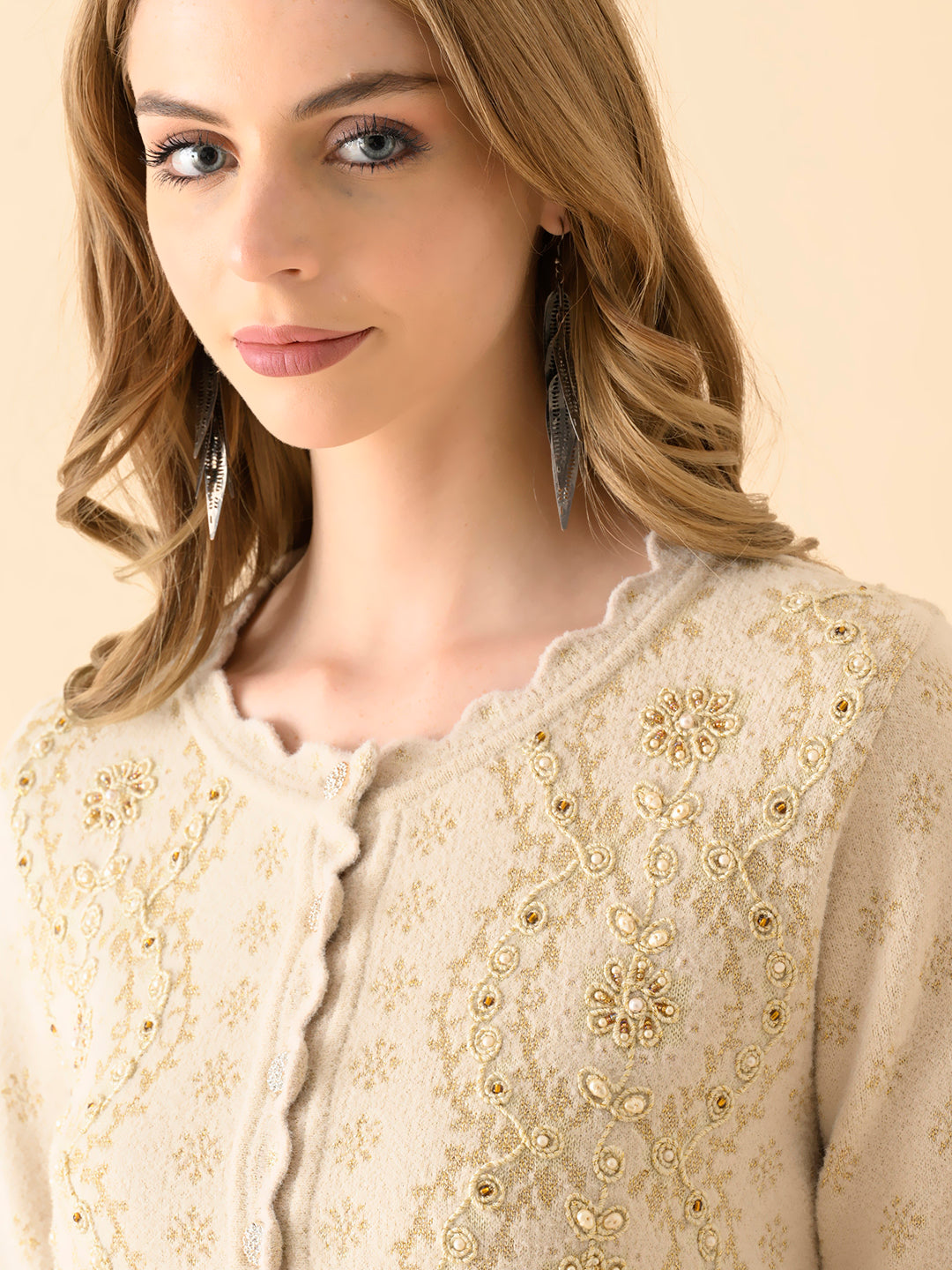 Delicate Lace-Inspired Knit Cardigan