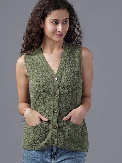 Virsa Textured V-Neck Knit Vest cardigan