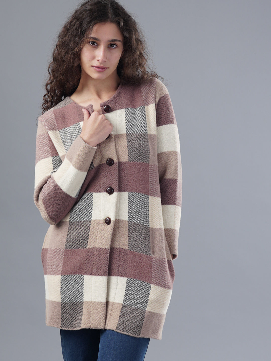 Virsa Cozy Plaid Long Cardigan