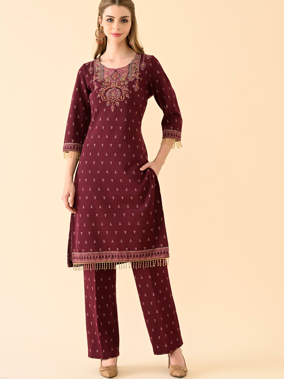 Ruby Bloom Embroidered Kurta Set