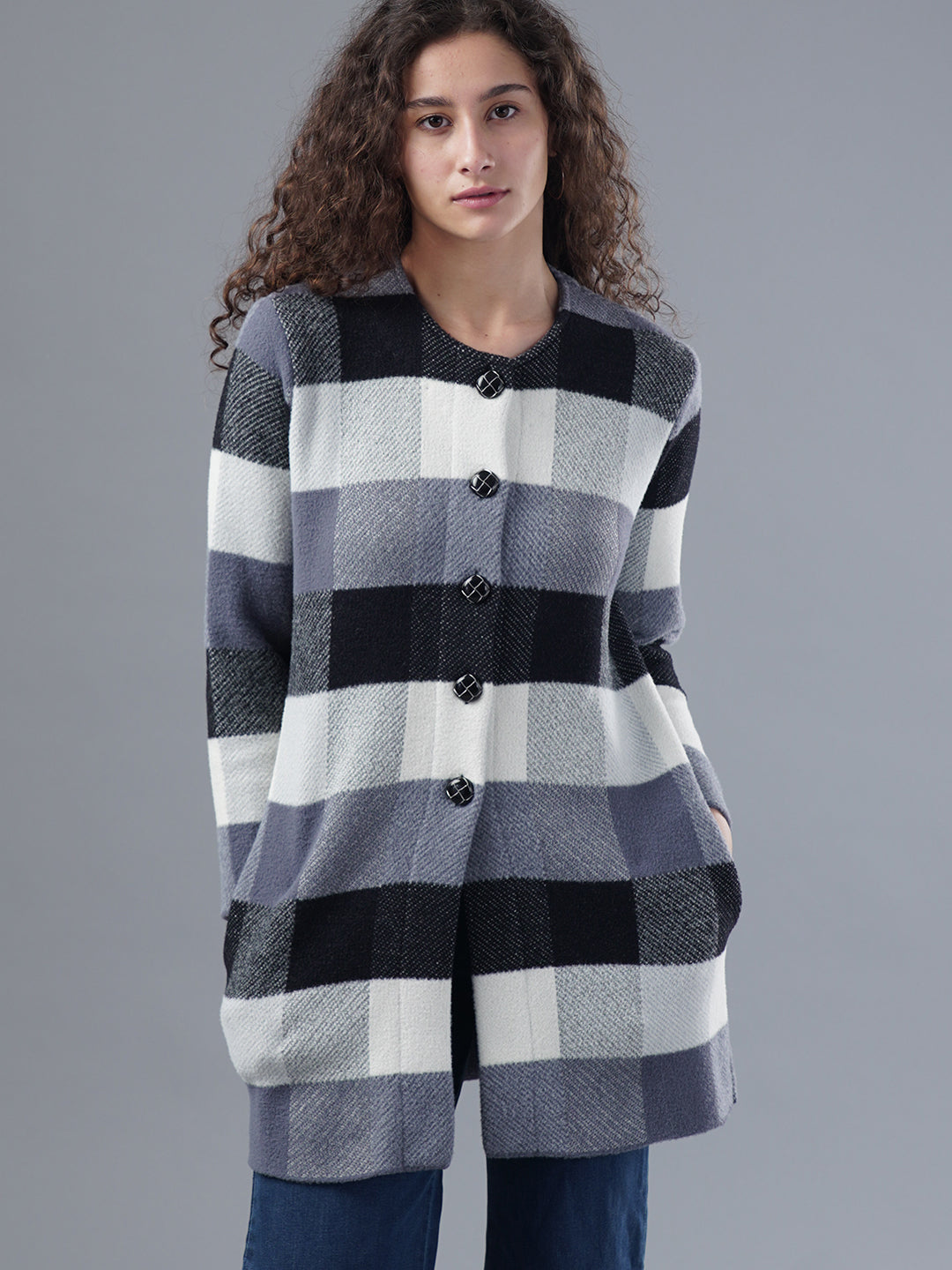 Virsa Cozy Plaid Long Cardigan