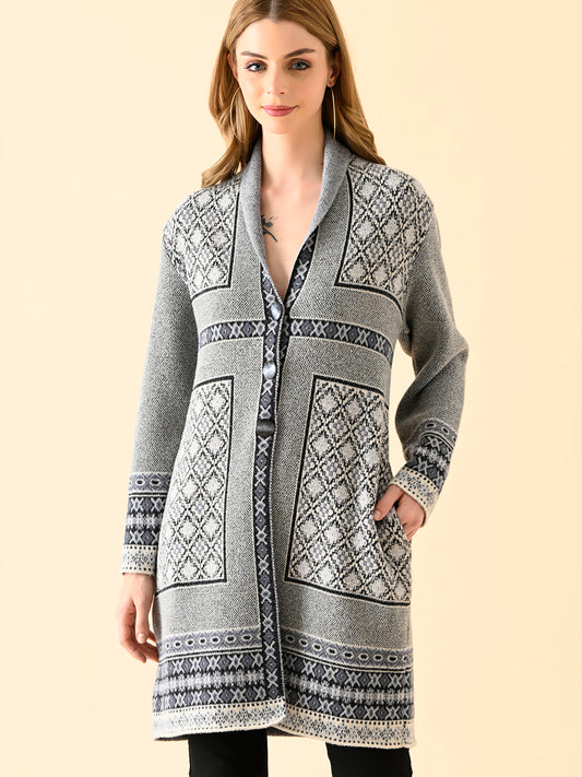 Geometric Pattern Long Knitwear
