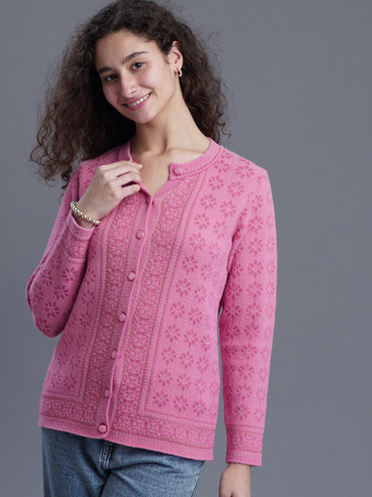 Premium Jacquard Cardigan – Round Neck