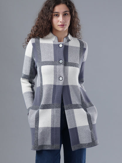Virsa Plaid Longline Cardigan Coat