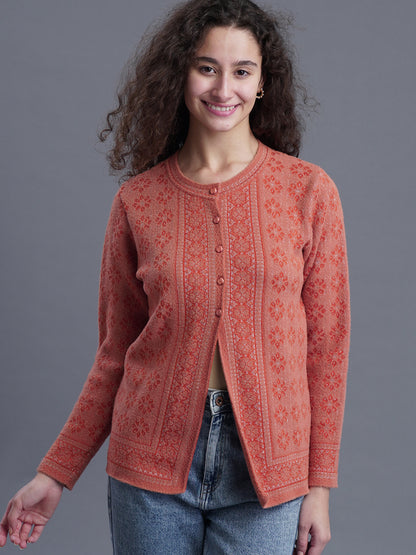Premium Jacquard Cardigan – Round Neck