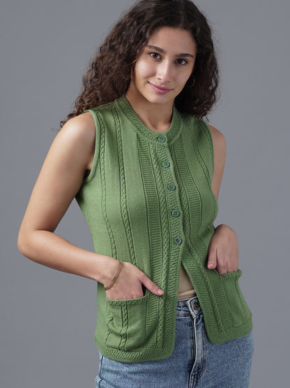 Virsa Cable Knit Sleeveless Cardigan