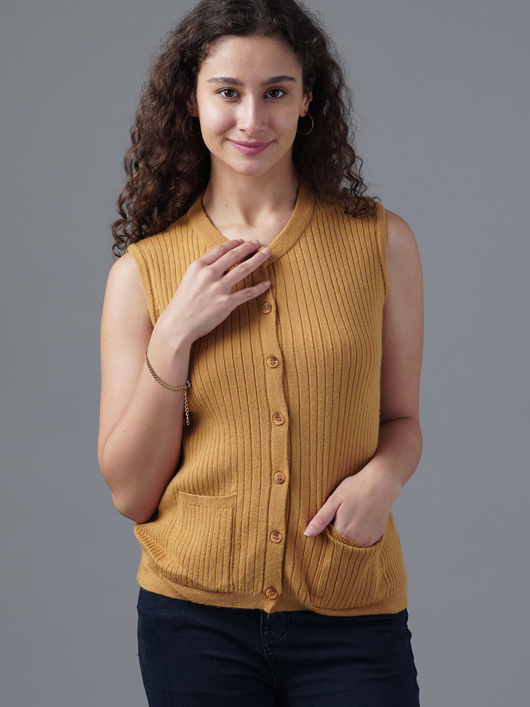 Virsa Ribbed Knit Vest cardigan