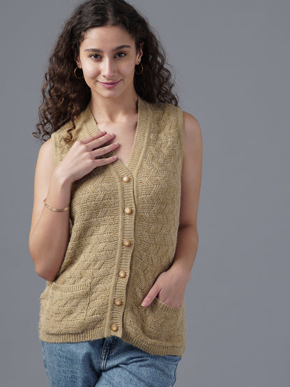 Virsa Heritage Chevron Knit Vest Cardigan