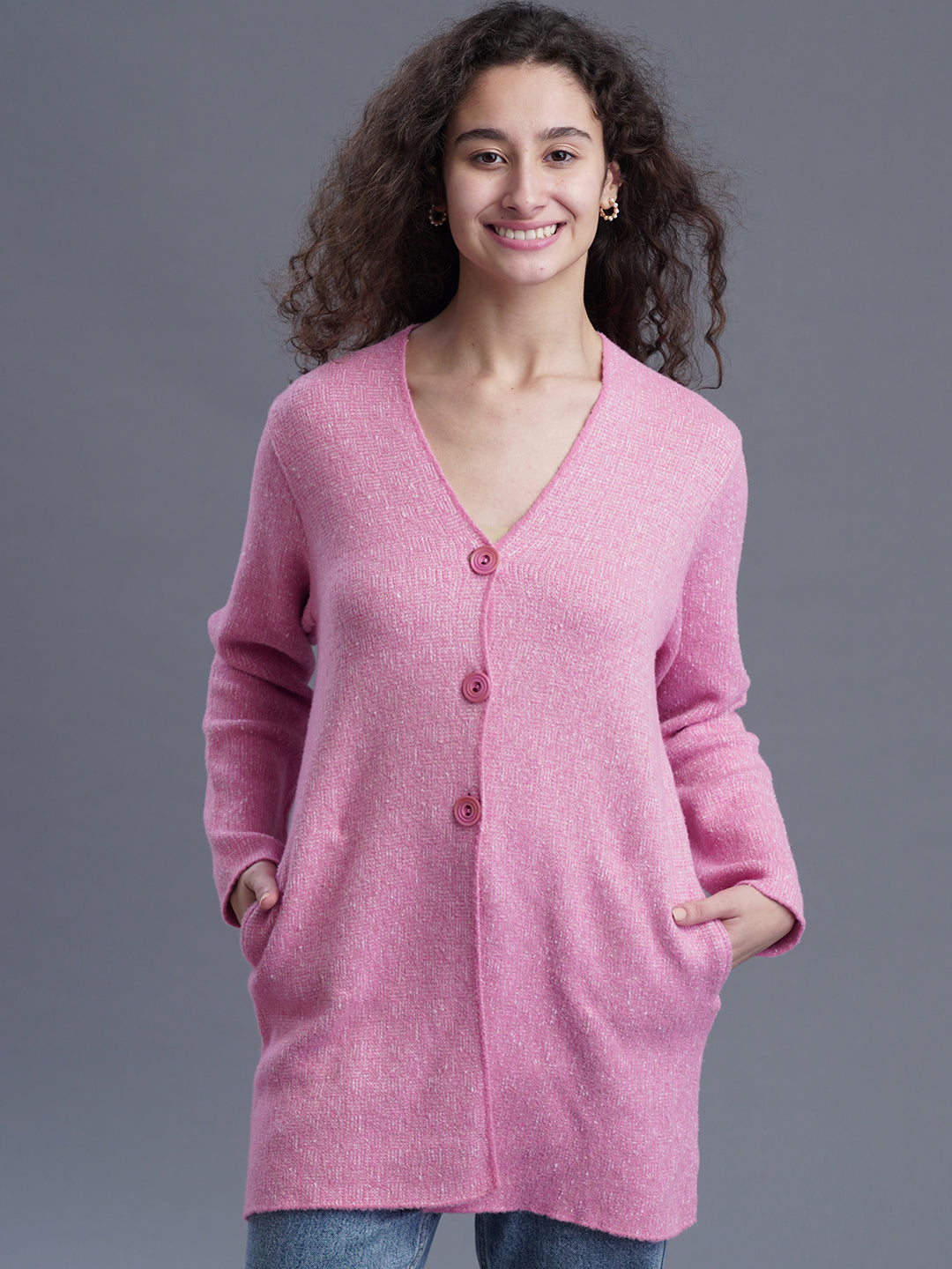  DriftWool Longline Jacquard Cardigan