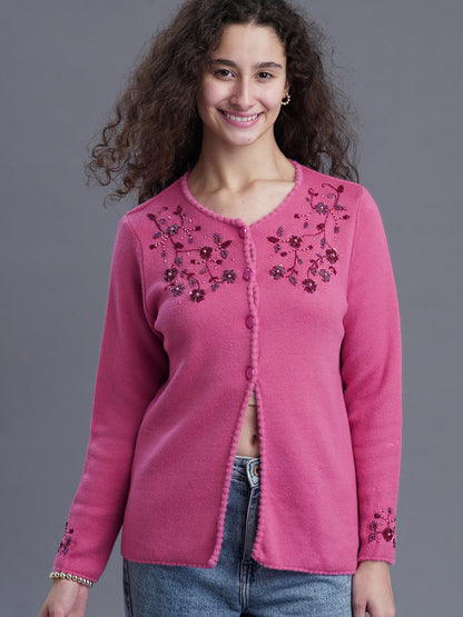Twilight Bloom Jacquard Cardigan