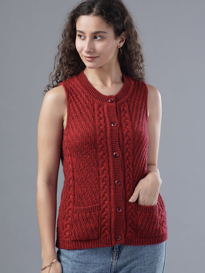Virsa Cable Knit Sleeveless Cardigan