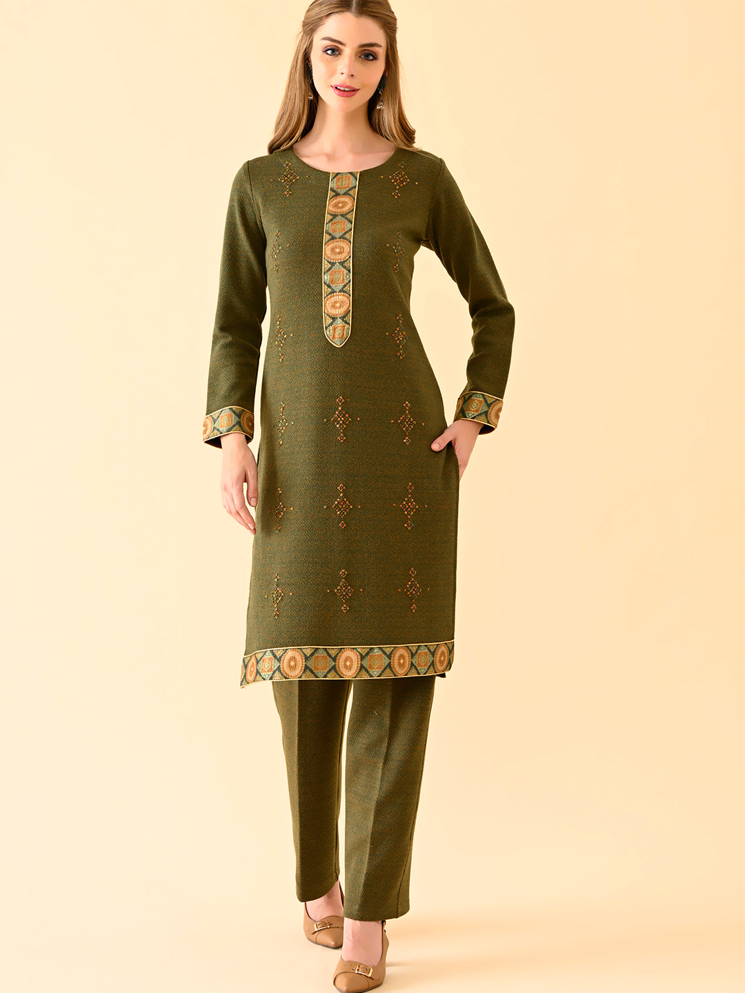 Embroidered Straight-Cut Kurta Set