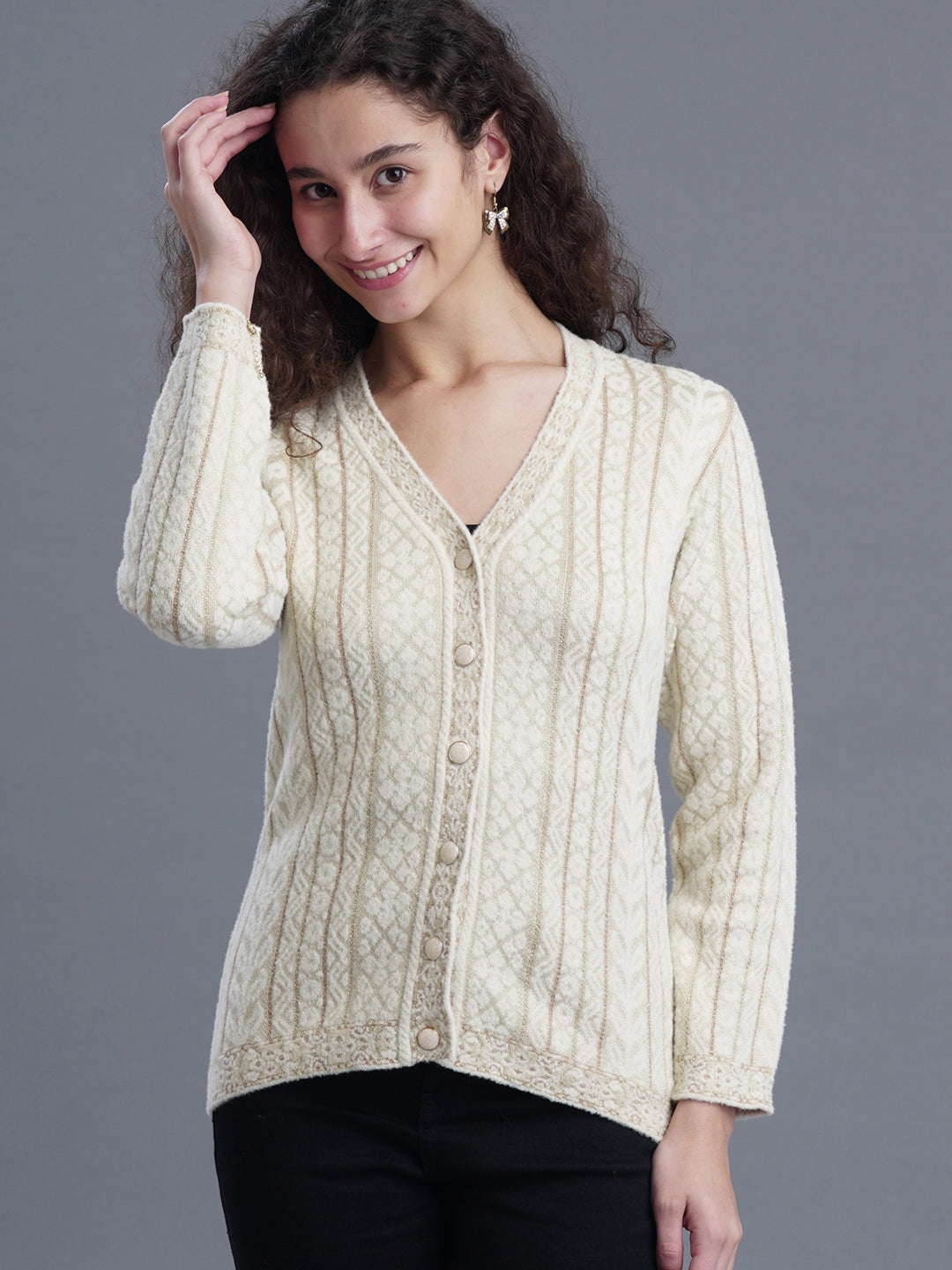  Empress Weave V-Neck Cardigan