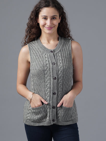 Virsa Cable Knit Sleeveless Cardigan