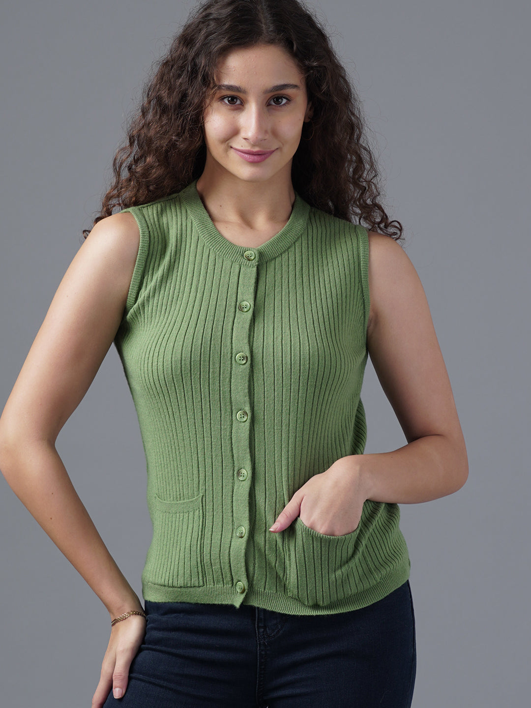 Virsa Ribbed Knit Vest cardigan