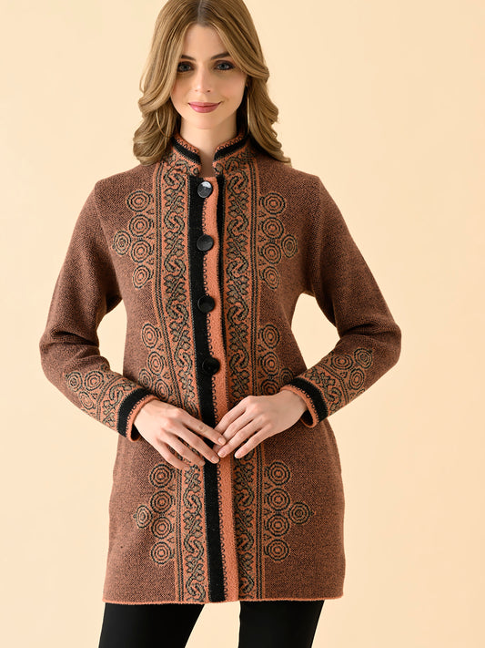 Contrast Trim Front-Open Cardigan