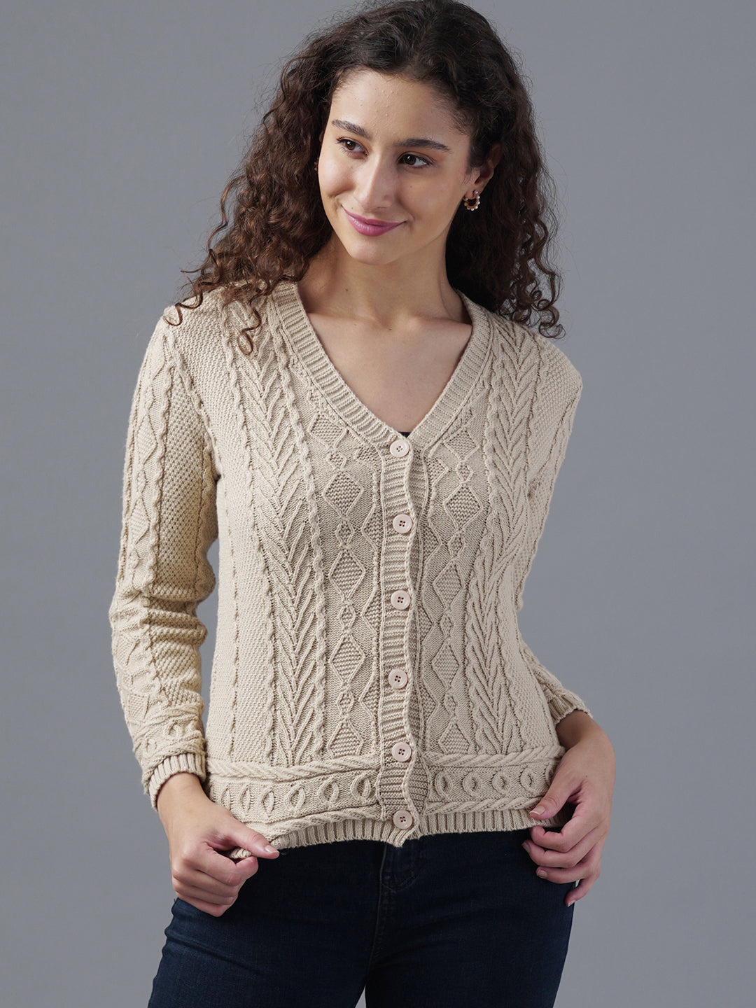 Virsa Intricate Cable Knit Cardigan
