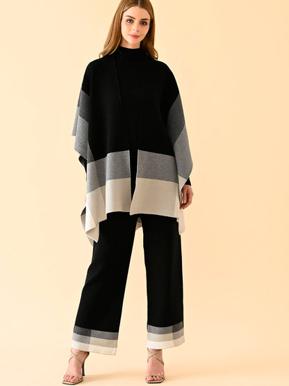 Monochrome Edge Block Cape Set
