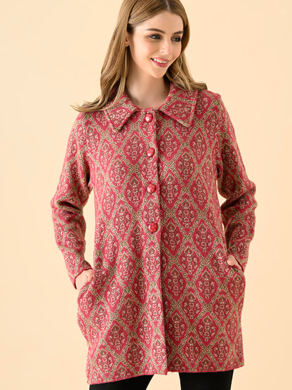 Ornamental Patterned Knit Coat