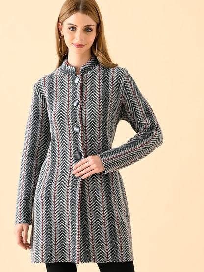 Vertical Stripe Knit Cardigan