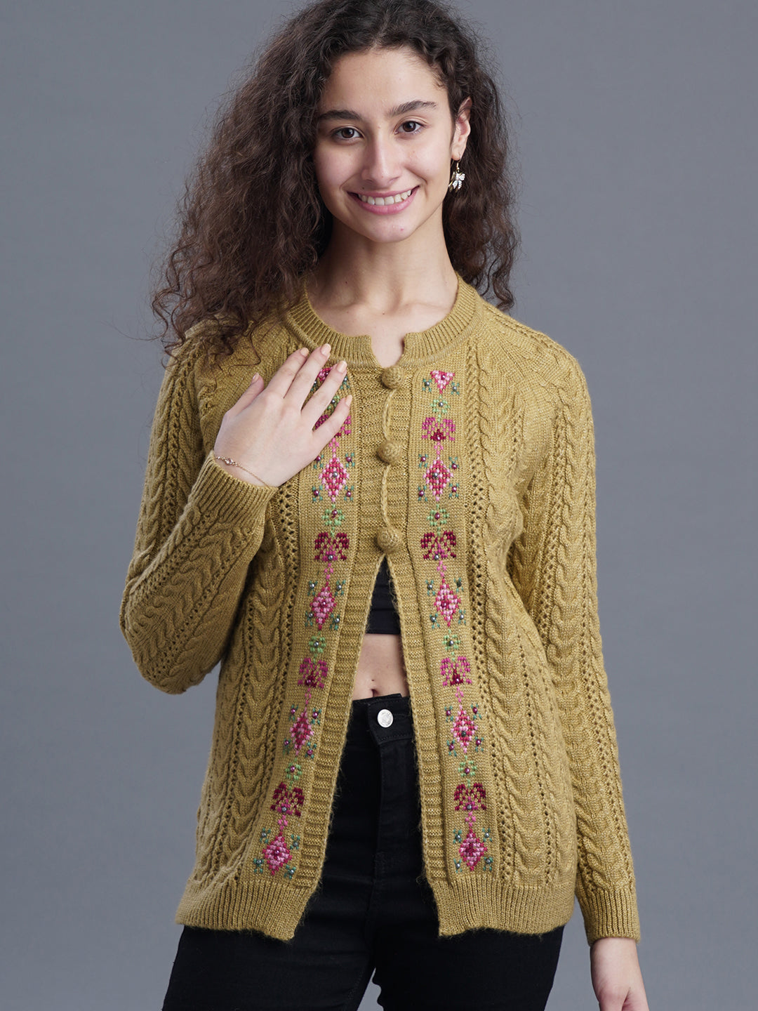  LunaKnit Round-Neck Cardigan