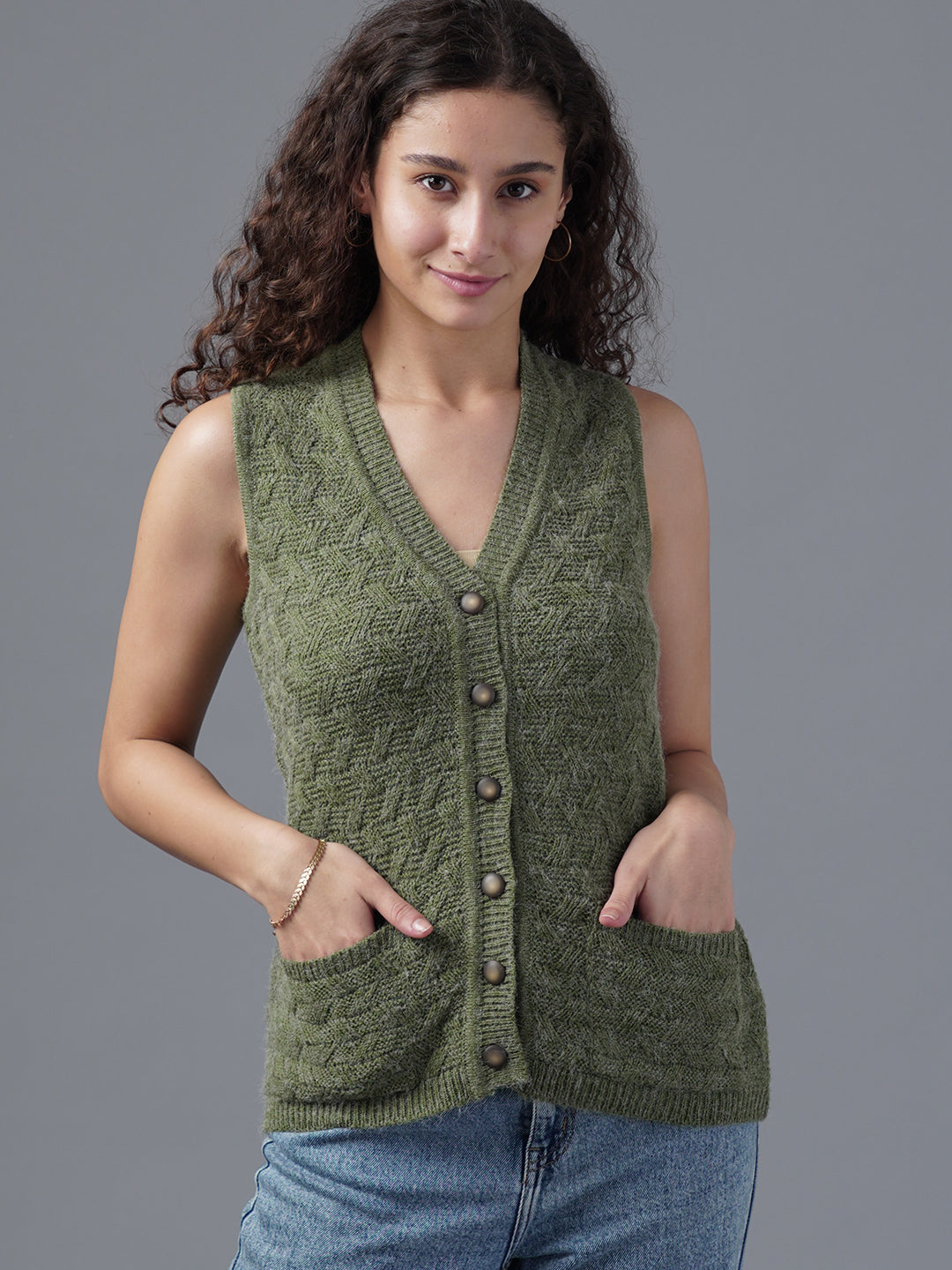 Virsa Heritage Chevron Knit Vest Cardigan