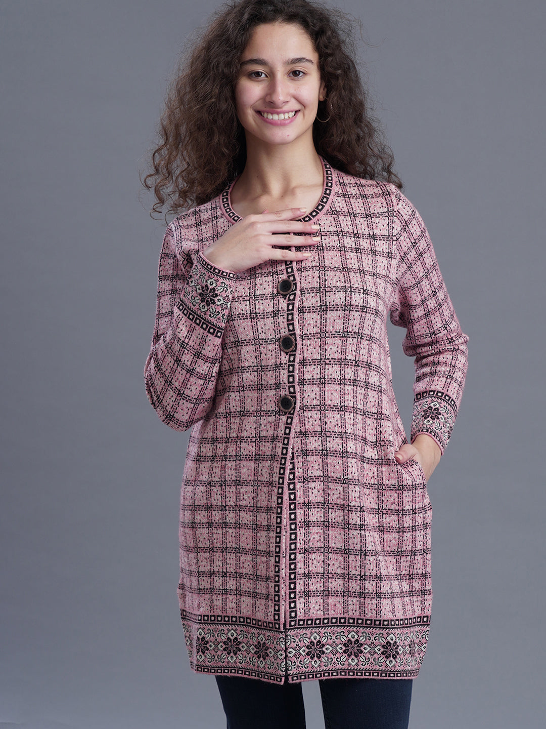 Emerald Echo Jacquard CARDIGAN