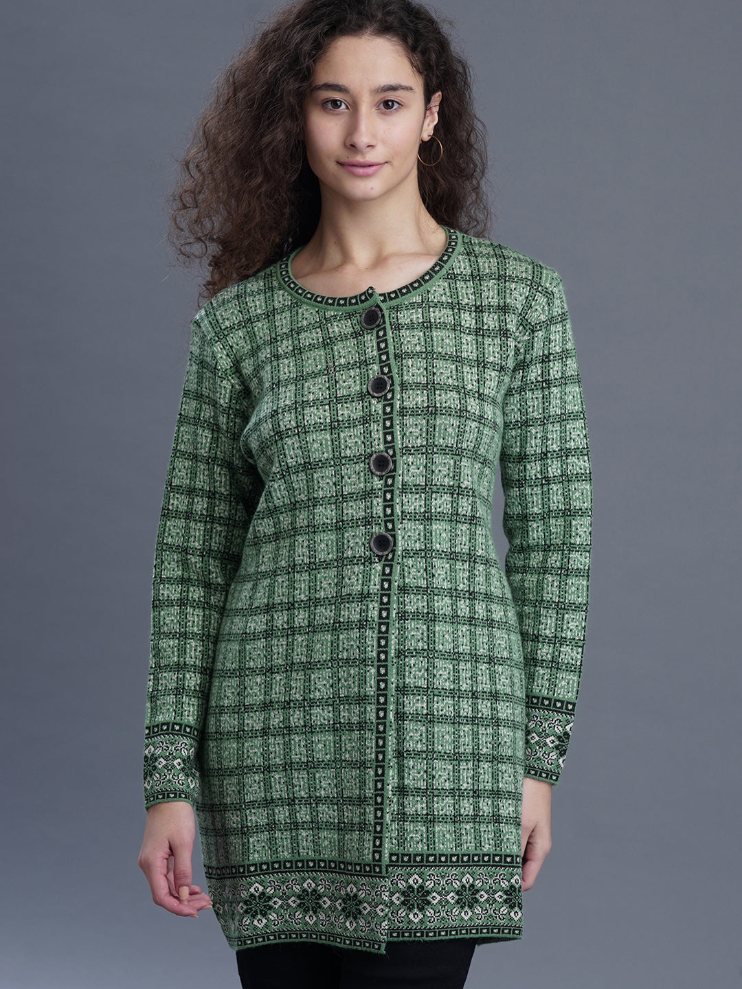 Emerald Echo Jacquard CARDIGAN