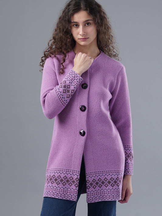 Virsa Border Pattern Longline Cardigan